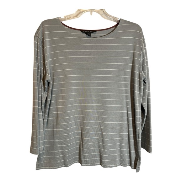 Free Fly Apparel Tops - FREE FLY Bamboo Shoreline 3/4 Sleeve Striped Top Size Large